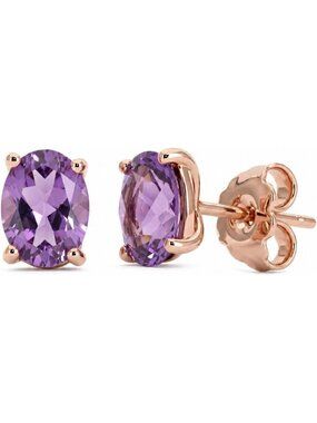 Stunning 1 to 2.5 Carat Oval Gemstone Stud Earrings in 14K Gold Plated Silver
